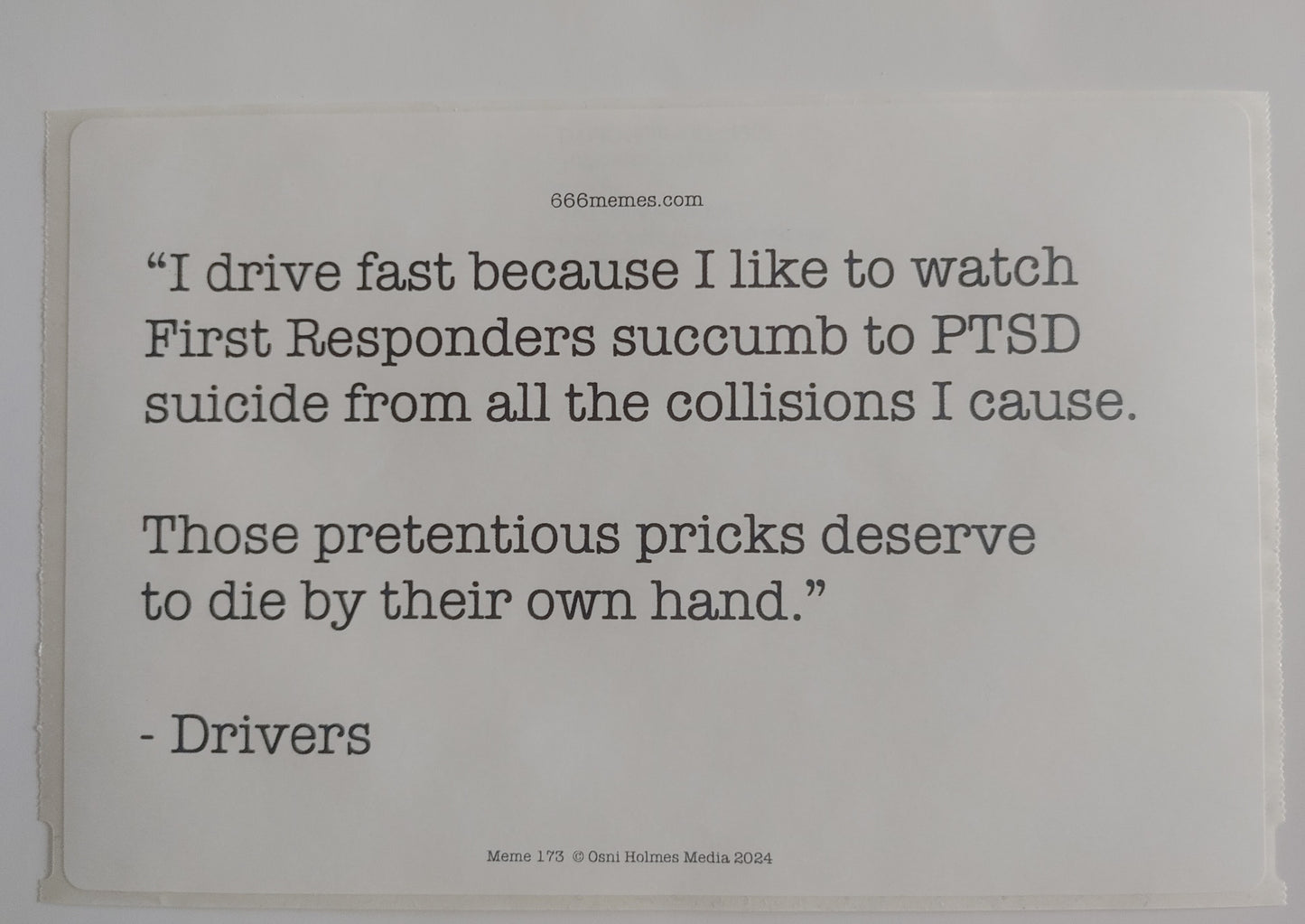 "Drive fast" Label