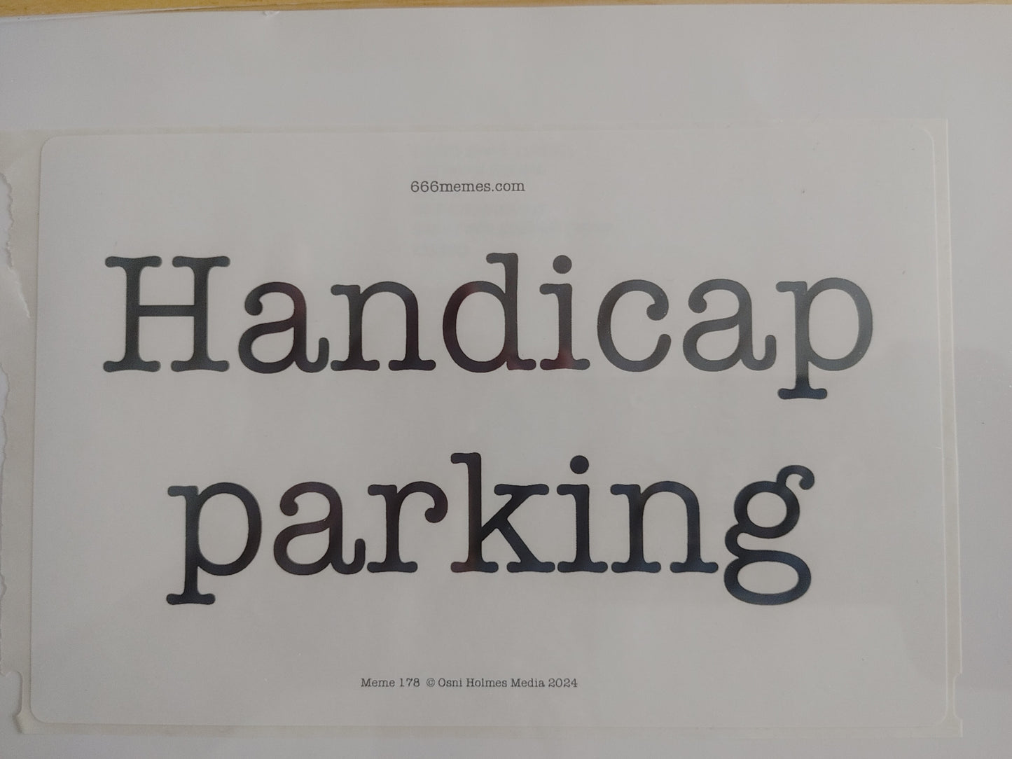 "Handicap parking" Label